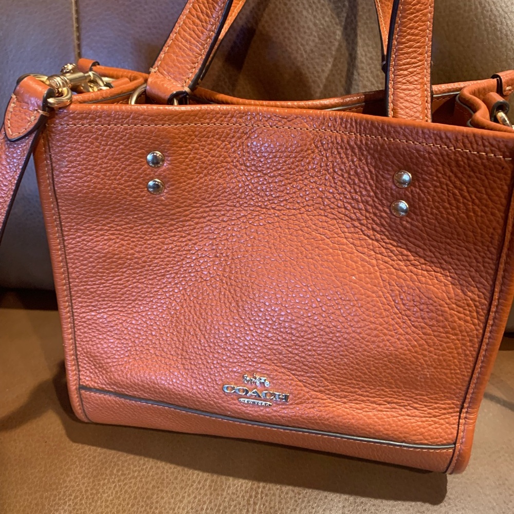 BOMBSHELL SALE!🌼 COACH LTHR TOTE SATCHEL DEEP BRIGHT LIVELY SUNSET PUMPKINY $375 - Picture 3 of 11